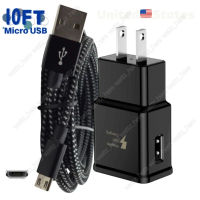 Cable micro USB cargador rápido de 10 pies para adaptador de corriente Samsung Galaxy Note4 5 S6 S7 Foto 1 de 4