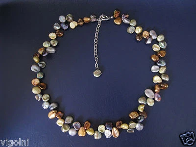 PEARL NECKLACE MULTI COLOR GREEN GOLDEN STRAND SS KISHI HONORA Gift Christmas Foto 1 de 2