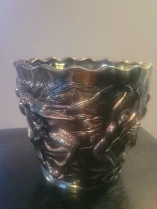 Bonito jarrón vintage de 6,5" Fenton Verlys molde carnaval vidrio sirena mítico cuenco - Imagen 1 de 5
