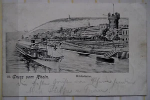 AK Gruß vom Rhein – Rüdesheim 1904, gelaufen - Picture 1 of 2