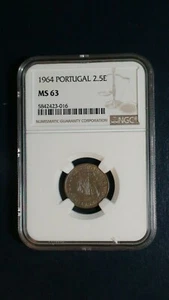 1964 PORTUGAL 2 1/2 ESCUDOS NGC MS63  2.5E Coin PRICED TO SELL FAST! - Picture 1 of 4