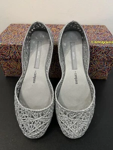 Melissa x Campana Jelly Ballerina Flats Grey / Sparkly Glitter Size 5 - Picture 1 of 5