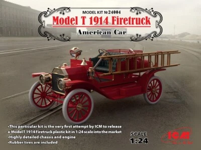 KIT MODELLINO AUTO STATICO ICM MODEL T 1914 FIRETRUCK AMERICAN CAR SCALA 1:24 - Immagine 1 di 4