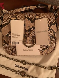 zadig voltaire Kate Wild Bag Snake Print Leather Beige Detachable Chain SOLD OUT - Picture 1 of 10
