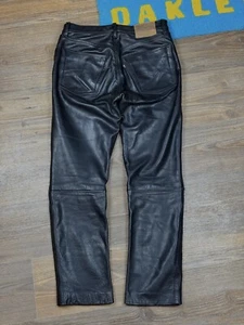 Vintage 90's Levis Black Tab Leather Black Pant Size 32x34 - Picture 1 of 21
