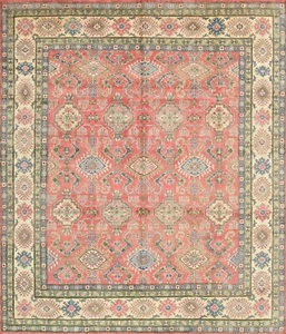 Kazak Rug 8'3'' x 9'6'' Red Wool Tribal Hand-Knotted Oriental Carpet - Picture 1 of 15