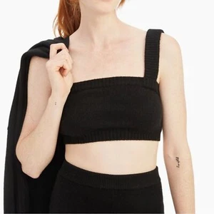 Naadam Cashmere Crop Top Knit Sweater Tank Black Small - Picture 1 of 6