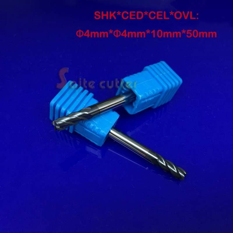 4*4*50mm*4F 55 HRC Tungsten Carbide Square End Mill 4F Flat Flute Endmill Cutter - Image 1 of 1