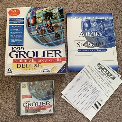 Grolier Multimedia Encylopedia Deluxe 1999 Computer Software Vtg New Open Box - Image 1 of 4
