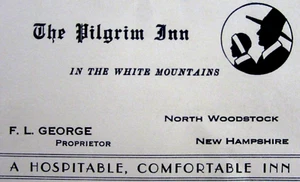 Vintage Restaurant Menu Pilgrim Inn Business Card North Woodstock NH 1930s - Picture 1 of 6