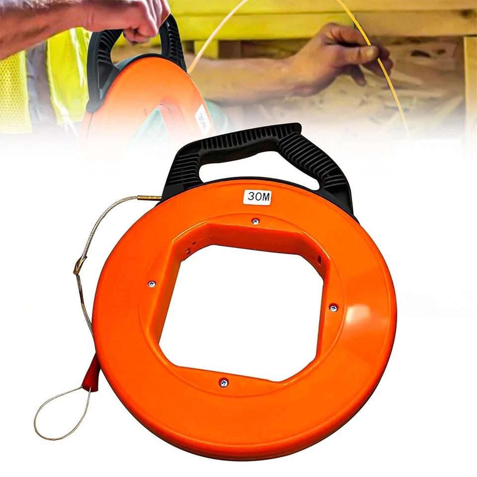 PODOFO 30M Fiberglas Kabel Einziehhilfe Kit Einziehband Einziehspirale Einziehdraht DE