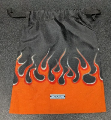 PRADA Flame Drawstring Dust Bag in Orange/Black(Size 7.5" x 9") - Image 1 of 2