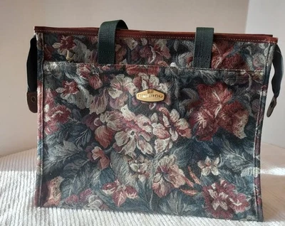 "Bolso de mano vintage Ricardo Beverly Hills tapiz floral 17""x13,5""x5,5""" Foto 1 de 4