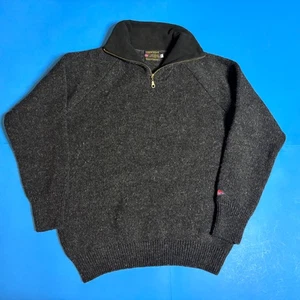Norsk Wear Pullover Herren 100 % Wolle Reißverschluss Stehkragen Norwegen schwarz Cabincore ~ Medium - Bild 1 von 3