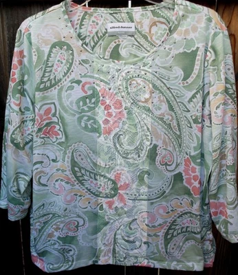 NWOT 💥💎ALFRED DUNNER Petite💎💥 ENGLISH GARDEN 3/4 Sleeve Top Lace Beads PXL - Image 1 of 3