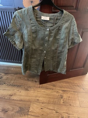 Ladies Jacket Size 18 ANN HARVEY  sage Green Linen Summer Casual short Sleeve  - Image 1 of 3
