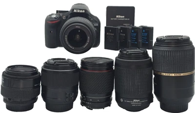 Paquete de cámara Nikon D5200 24,1 MP con 6 lentes, 4 baterías y ¡¡MUCHO MÁS!! ¡¡COMO NUEVO!!! Foto 1 de 4