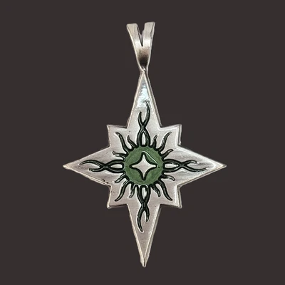 Colgante de peltre BICO Core Australia diseño urbano esmalte verde MEDUSA EYE E213 2" Foto 1 de 4