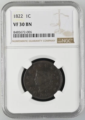 1822  Coronet Head  1C BN  NGC VF 30 BN !!  Great Condition Offers Accepted!! - Image 1 of 2