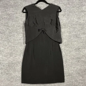 VINTAGE 60s Suzy Perette Black Cocktail Dress Size 10 Silk? 1960s - Picture 1 of 17