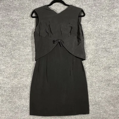 VINTAGE 60s Suzy Perette Black Cocktail Dress Size 10 Silk? 1960s - Image 1 of 4