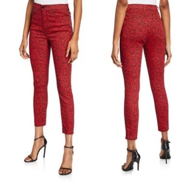Alice + Olivia хорошо узкие джинсы 29 рубиновый красный мини леопард высоты новый без ЯРЛЫКОВ - Изображение 1 из 4