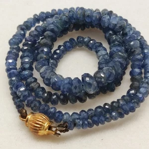 Collana zaffiri blu naturali grezzi l. 47 cm fermaglio in oro con certificato - Picture 1 of 4