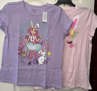 NWT~ Lot Of 2 Girl's XXL (16) Easter Bunny Tee Short Sleeve Children's Place - Image 1 of 4
