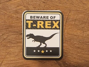 DINOSAUR STICKER Caution Warning Beware Danger T-Rex Raptor Lizard Jurassic Park - Picture 1 of 1