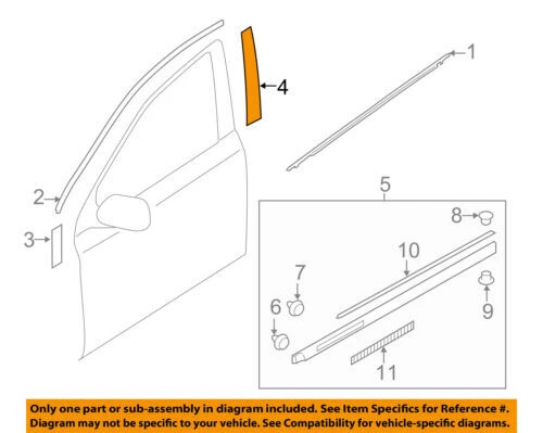 Subaru OEM 2015-2016 Legacy Front Door Black Out Tape Left 90422AL21A NIP - Image 1 of 1