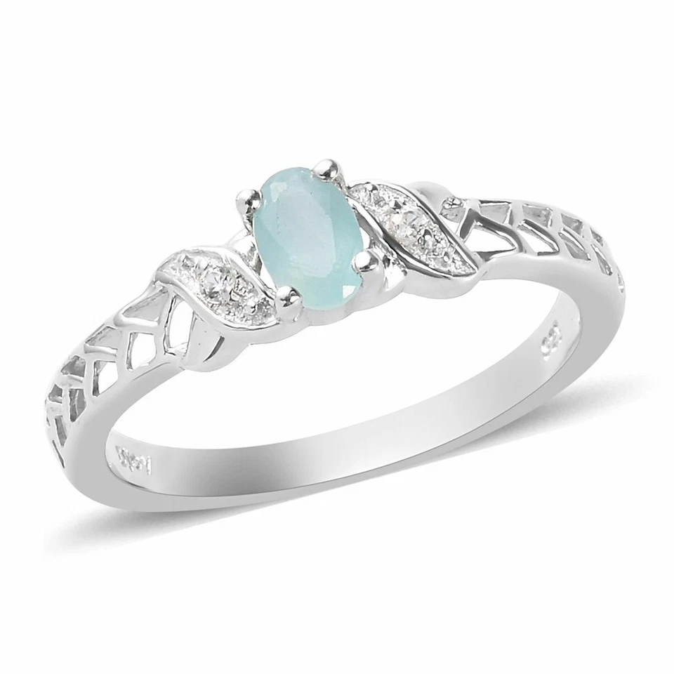 Anillo de plata de ley 925 platino sobre circonitas grandidierita (talla 5,0) 0,50 ctw Foto 1 de 1