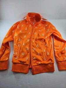 Jeffree Star Women’s Track Jacket Size S Orange Full Zip All Over Print Logo - Picture 1 of 5