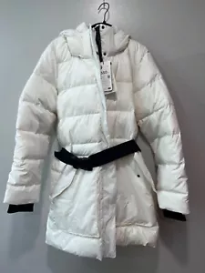 Alpine Design Womens X-Large White Down Belted Parka Coat With Hood & Pockets - Picture 1 of 12
