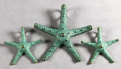 COLGANTE ESTRELLA DE MAR DE LATÓN ENVEJECIDO PÁTINA TURQUESA 57 MM + 2 - 36 MM (3) Foto 1 de 2
