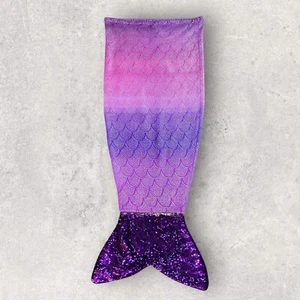 Mermaid Tail Blanket Throw Kids Pink & Purple Plush Flannel Sequin Sleeping - Picture 1 of 7