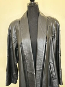 Preston & York Women’s Black Leather Coat Size 8-12 Petite - Picture 1 of 22