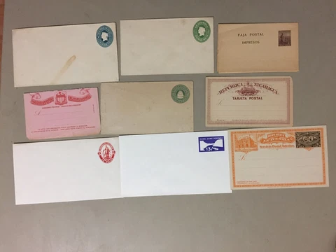 Nine Latin America countries old,mint postal stationery:Costa Rica,British Guyan Cover