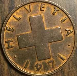 1971 SWITZERLAND 1 RAPPEN COIN - Picture 1 of 2