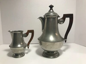 Antique PEWTER "Les étains l’île de France" Malta Coffee Pot & Creamer Set - Picture 1 of 8