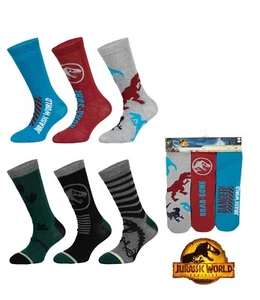 Jurassic World Socks 3 Pack 3 Sizes 2 Designs Dinosaur Jurassic Park Dinosaur - Picture 1 of 4