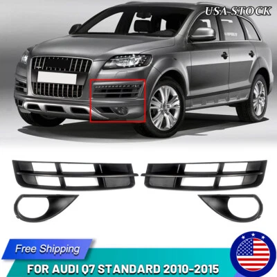 Front Bumper Lower Fog Light Grille Covers For Audi Q7 Standard 2010-2015 4Pcs — 第 1/4 张图片