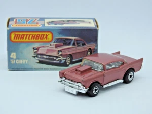 MATCHBOX SUPERFAST No.4 '57 CHEVY DARKER RED PINK VNM IN VNM ORIGINAL L BOX 1981 - Picture 1 of 10