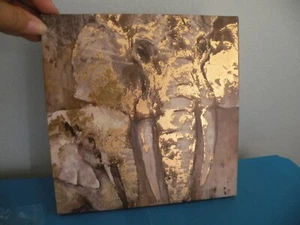 Elephant gold wh gray Wall Art Unframed CANVAS New V3 - Picture 1 of 3