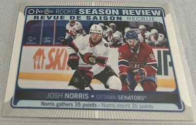 2021-22 Upper Deck O-Pee-Chee Hockey Josh Norris Ottawa Senators Rookie Review - Image 1 of 2