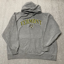 University Vermont Sweatshirt Men XL Gray Hoodie Sweater NCAA Catamounts UVM