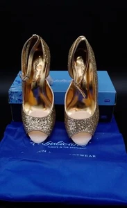 Fabulicious Women's Gold Glitter Slingback Heels-Size 9 - Picture 1 of 7