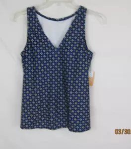 Kona Sol Women's Tile Print Tie Back Tankini Blue S - Picture 1 of 13