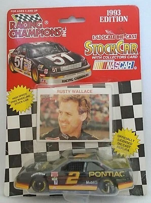 NASCAR Racing Champions #2 Rusty Wallace 1:43 Die Cast Pontiac Car & Card 1993 Foto 1 de 4