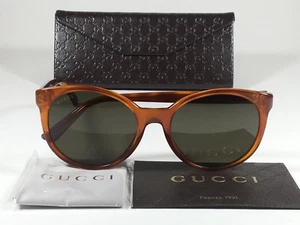 Gucci GG 3820/S 0561E Round Sunglasses Demi Orange Havana Frame Gray Green Lens - Picture 1 of 12