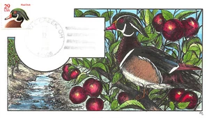 2485 29c Wood Duck (red) sold out Collins hand painted cachet #M1802. [70130] - Picture 1 of 1